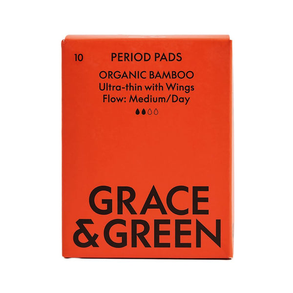 Grace And Green Organic Cotton Bamboo Medium Period Pads  (Pack of 10)