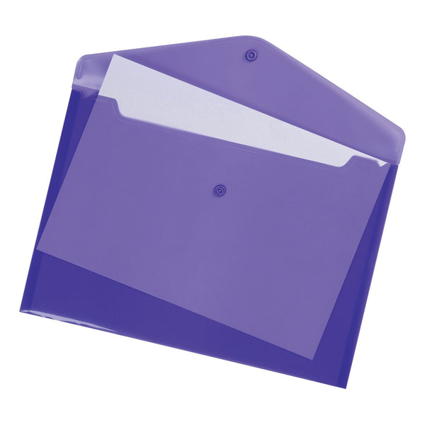 5 Star Office Envelope Stud Wallet Polypropylene A4 Translucent Purple  (Pack of 5)
