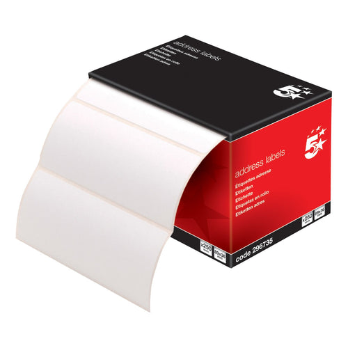 5 Star Office Address Labels 89x36mm On Continuous Roll – (Pack of 250)