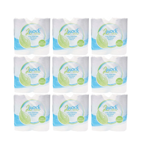 2WORK Recycled Toilet Roll 2-ply 200 Sheets – (Pack of 36)