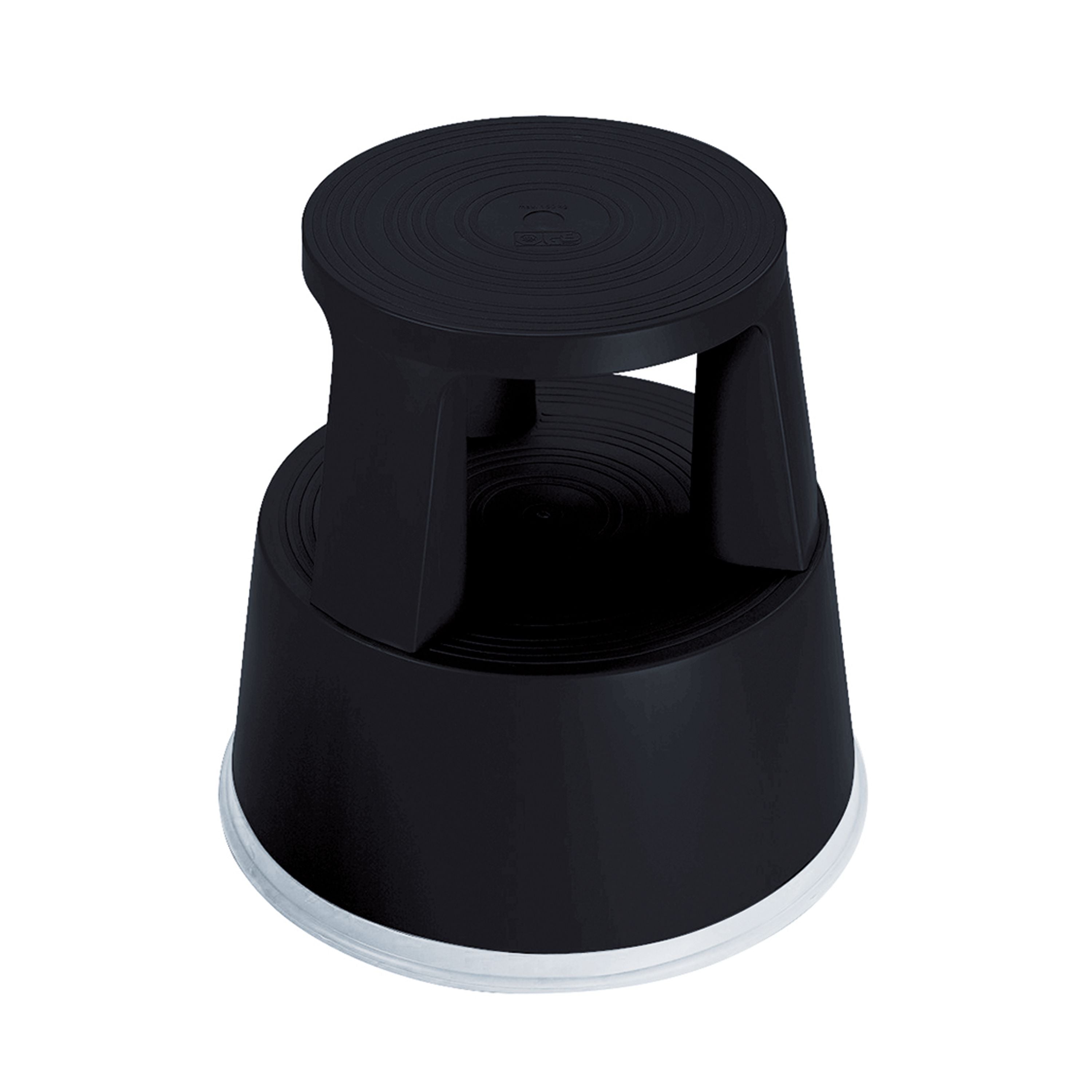 2work Plastic Step Stool With Non-slip Rubber Base 430mm Black 2w04996