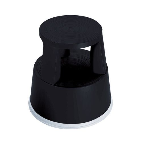 2work Plastic Step Stool With Non-slip Rubber Base 430mm Black 2w04996