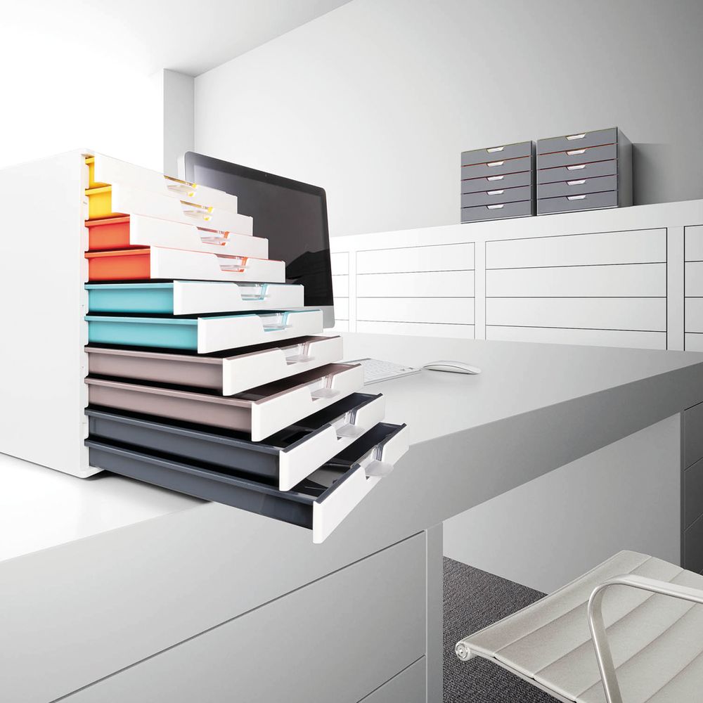 Durable Varicolor Desktop Organiser 10 Drawer Colour Coded Modular Storage A4 763027