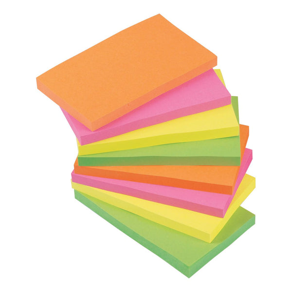 5 Star Sticky Notes Removable Neon 76x127mm  (Pack of 12)