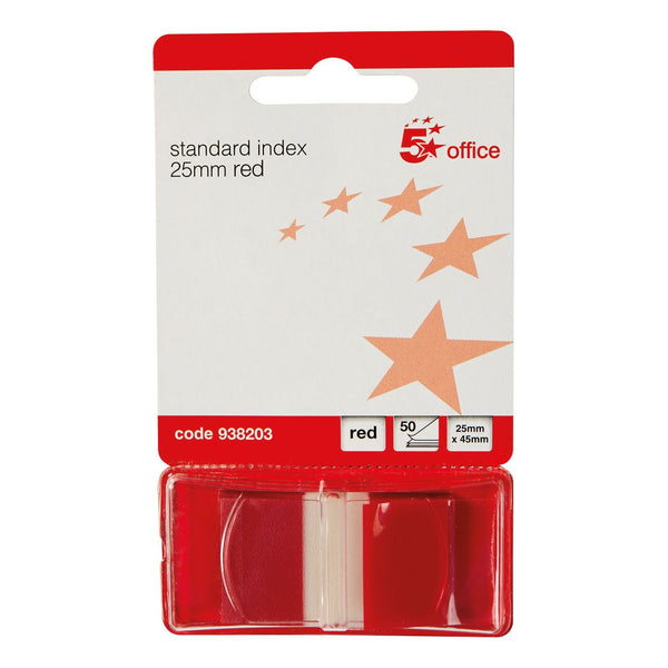 5 Star Office Standard Index Flags 25x45mm Red - (Pack of 5)