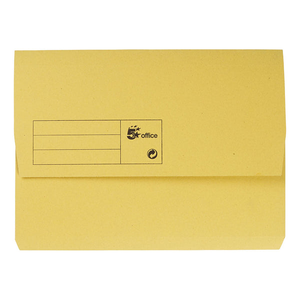 5 Star Office Document Wallet Half Flap 285gsm Recycled Capacity 32mm A4 Yellow  (Pack of 50)