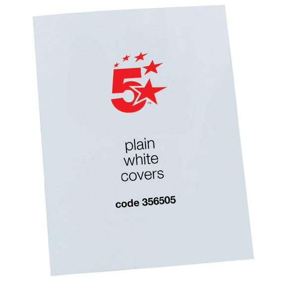 5 Star Office Binding Covers 250gsm Plain A4 Gloss White  (Pack of 100)
