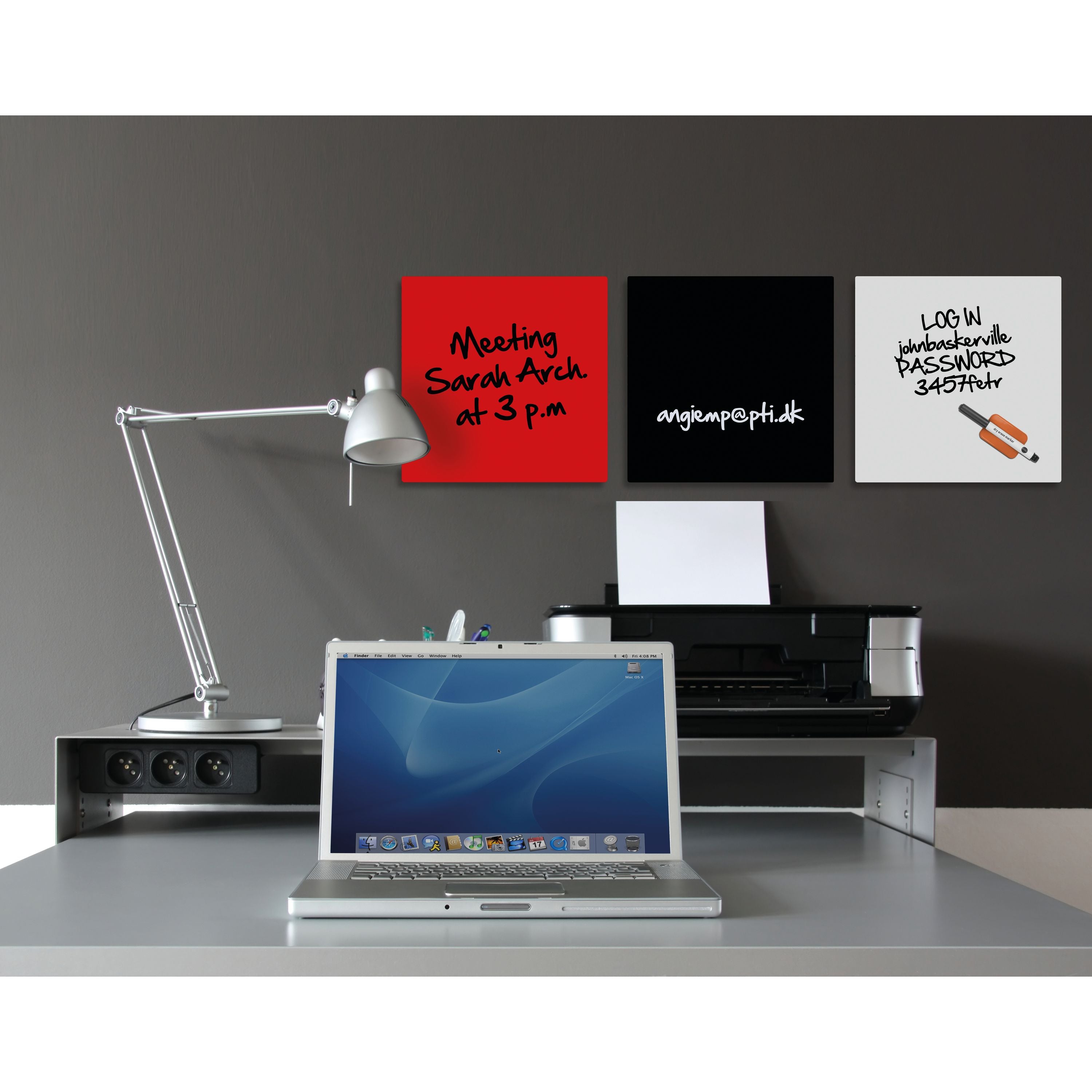 Bi-office Glass Magnetic Board Red Surface Frameless 48x48cm Gl150301