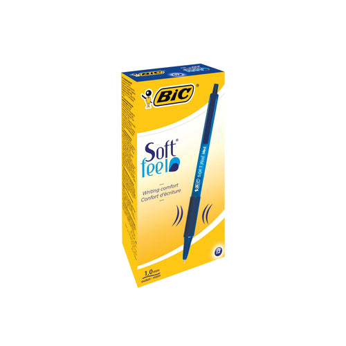 Bic Softfeel Clic Retractable Ballpoint Pen Blue – (Pack of 12)