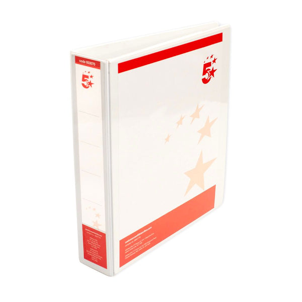 5 Star Office A4 Presentation Ring Binder Polypropylene 38mm 2d-ring White  (Pack of 10)