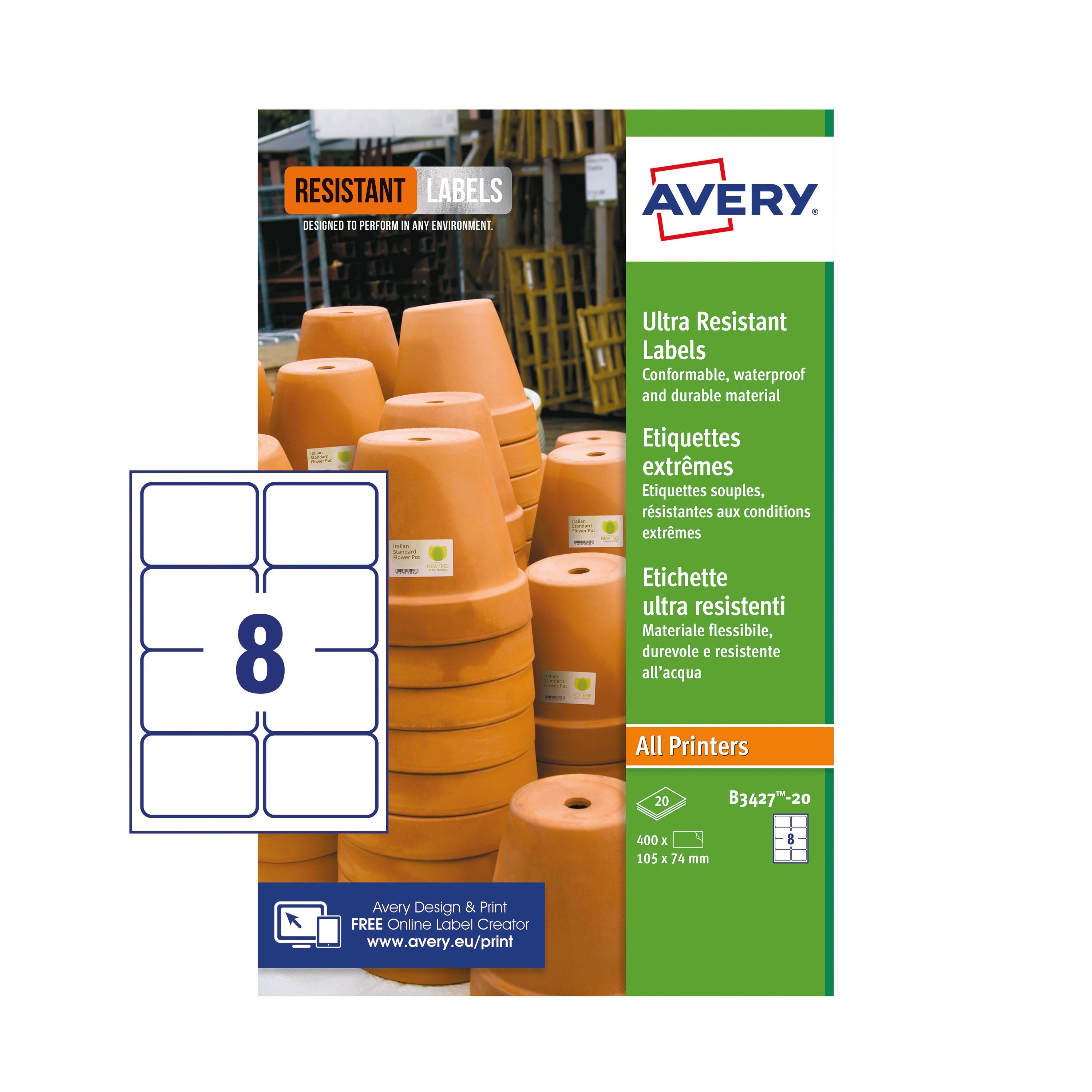 Avery Ultra Resistant Labels 74x105mm – (Pack of 160)