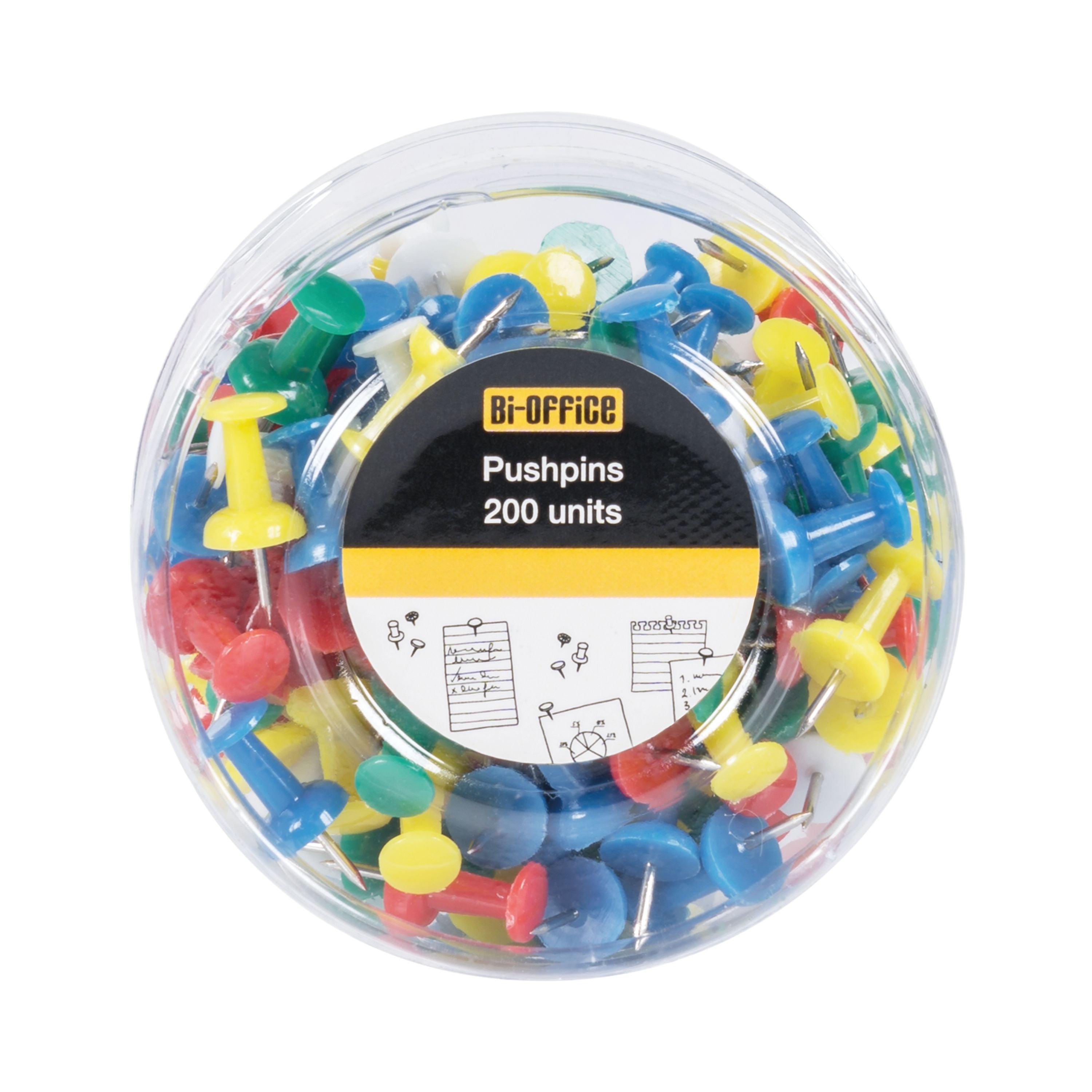 Bi-office Push Pins Assorted Colours – (Pack of 200)