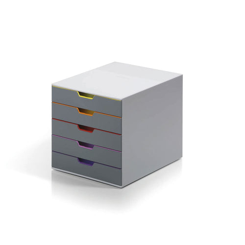 Durable Varicolor Desktop Organiser 5 Drawer Colour Coded Modular Storage A4 760527