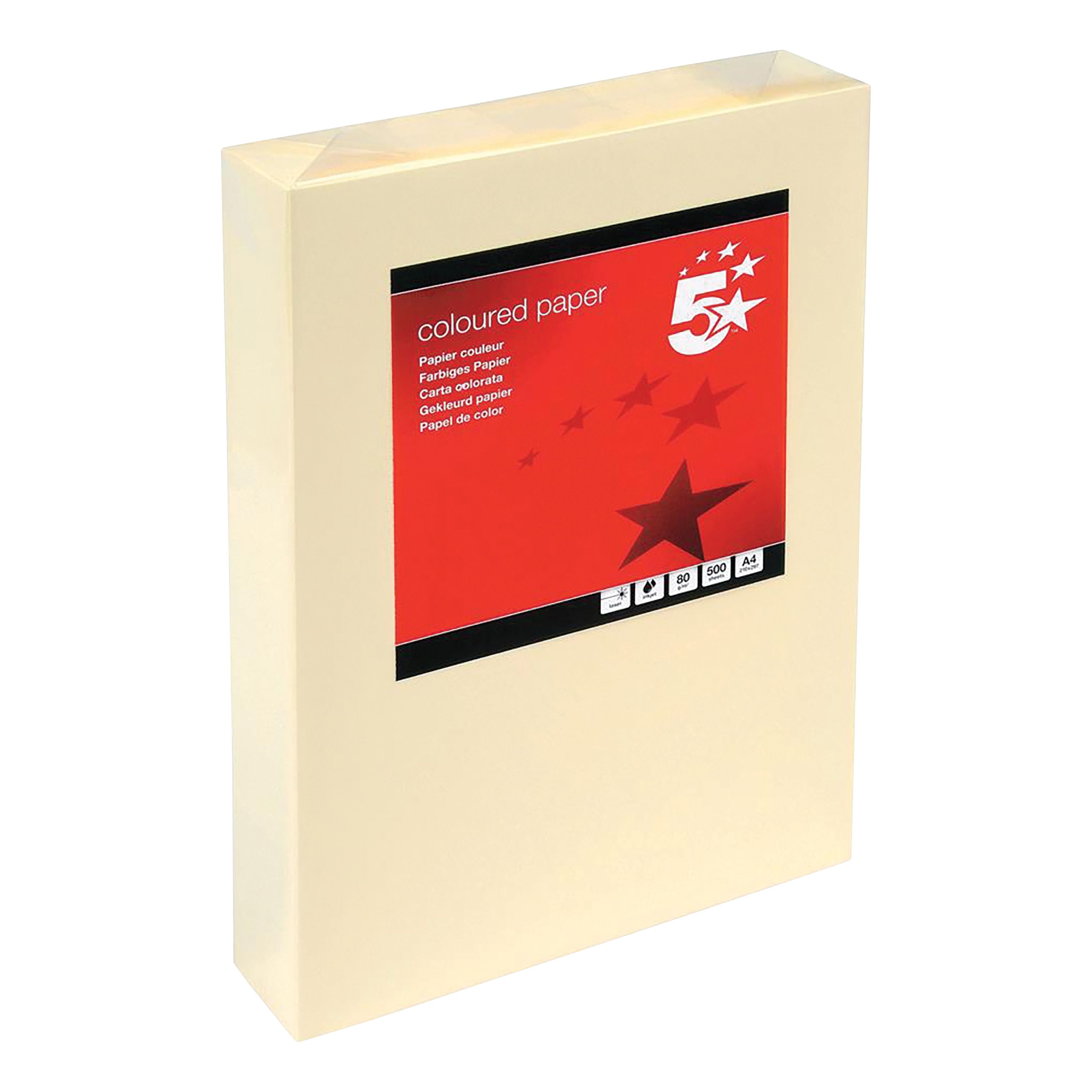 5 Star Office Coloured Copier Paper Multifunctional 80gsm A4 Light Cream Ream-wrapped – (Pack of 500)