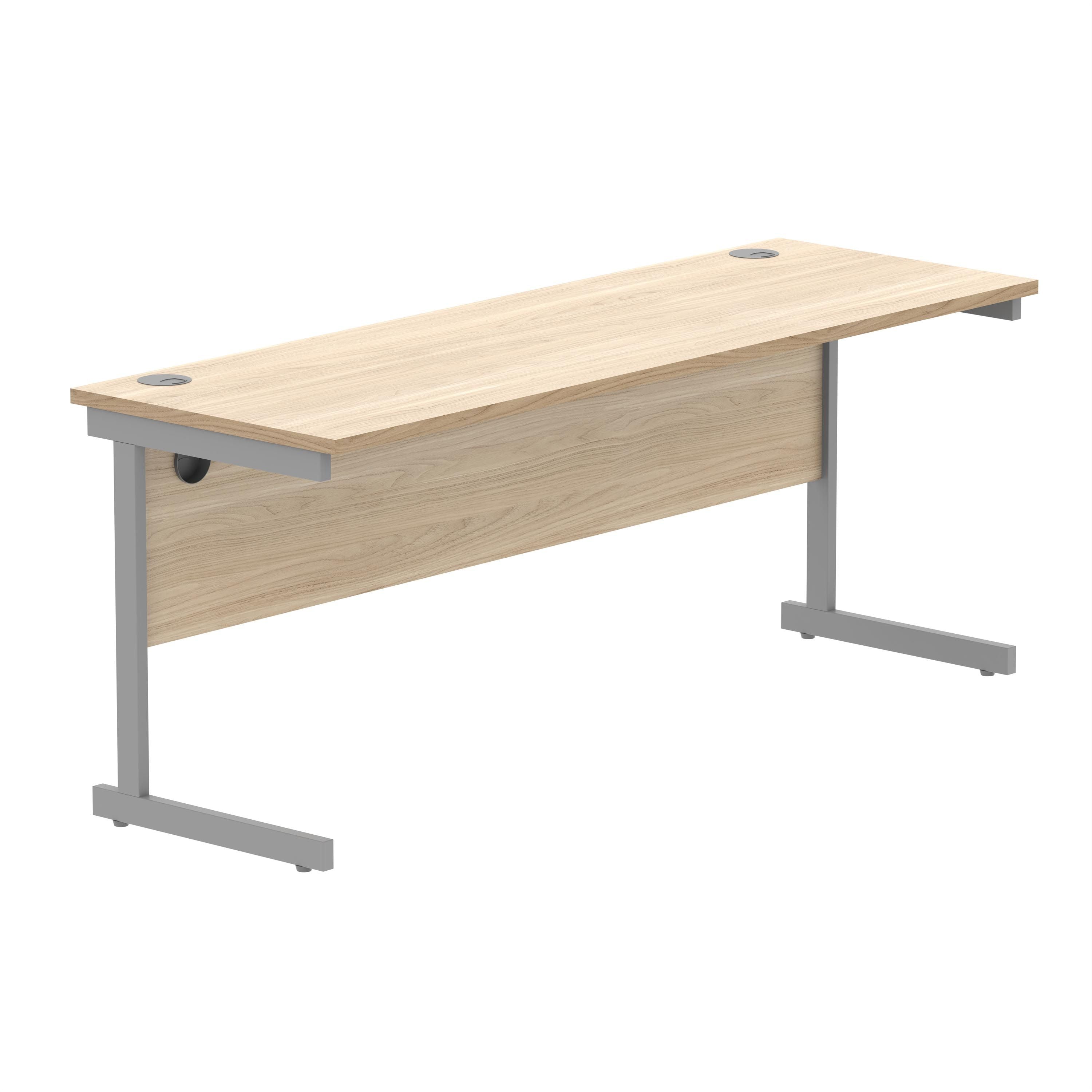 Astin Rectangular Single Upright Cantilever Desk 1800x600x730mm Oak/silver Kf800036
