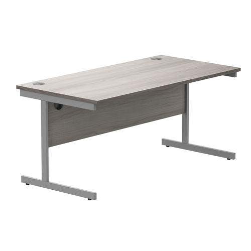 Astin Rectangular Single Upright Cantilever Desk 1600x800x730mm Alaskan Grey Oak/silver Kf803697