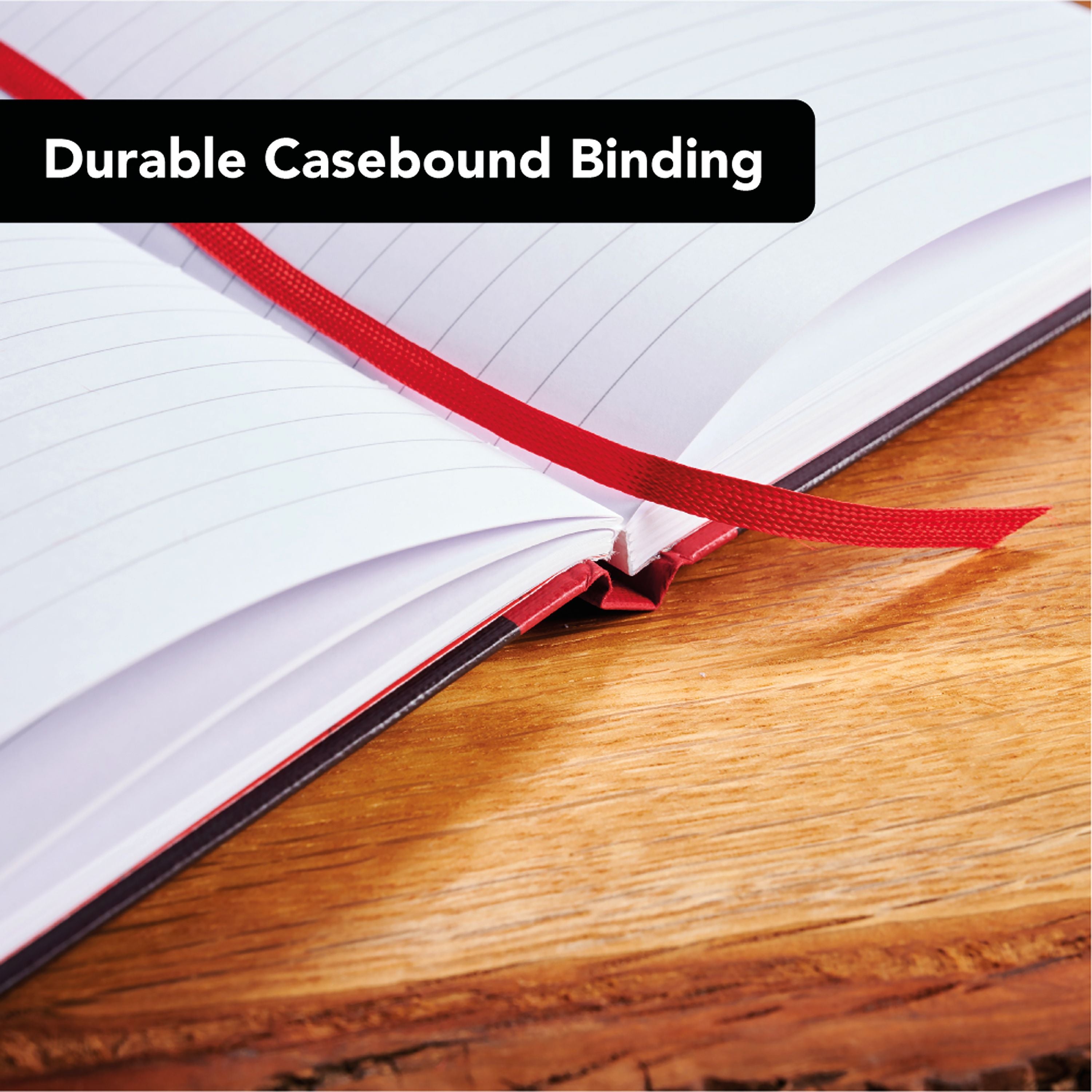 Black N Red Casebound Ruled Hardback Notebook A4 – (Pack of 5)
