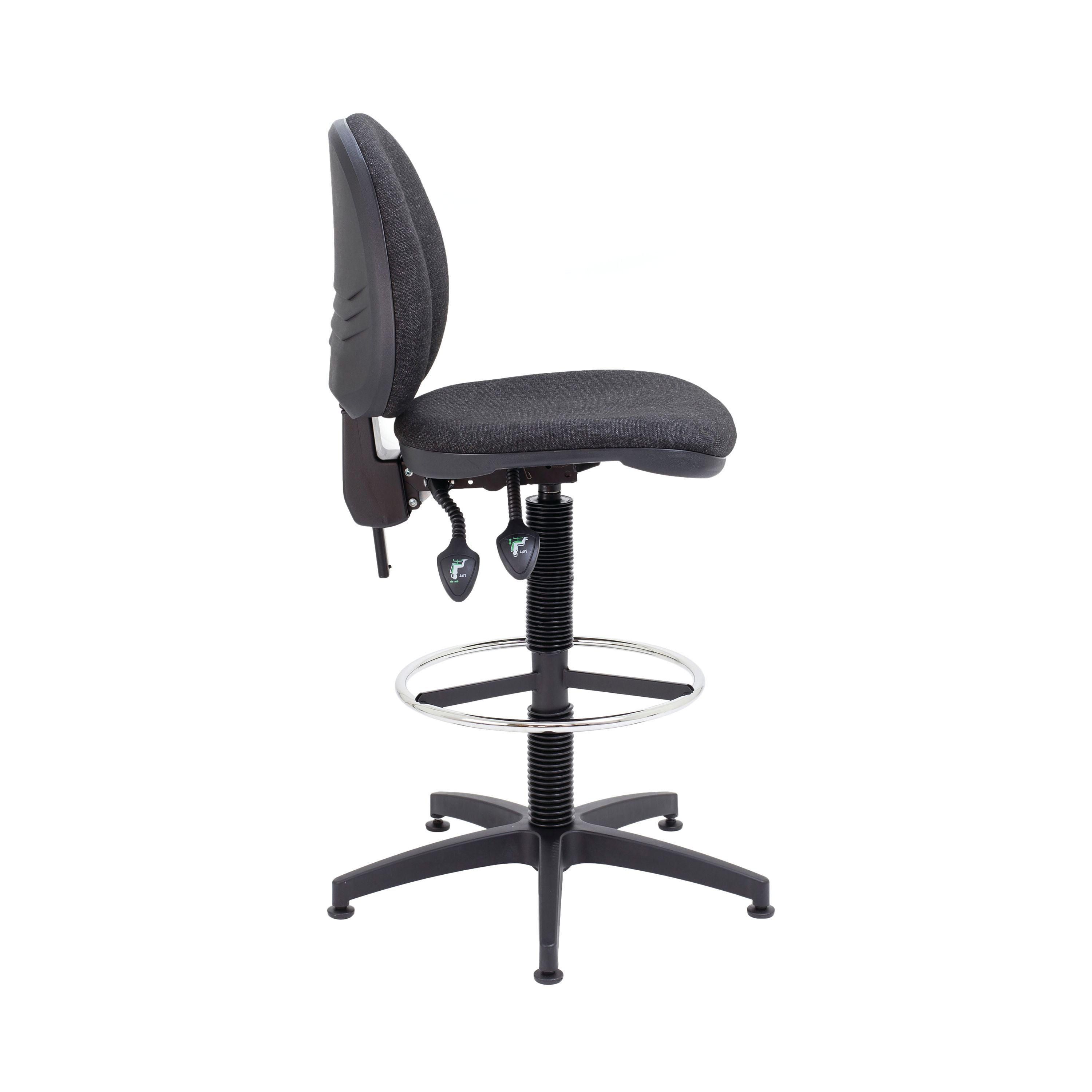 Arista Medium Back Draughtsman Chair 700x700x840-970mm Fixed Footrest Charcoal