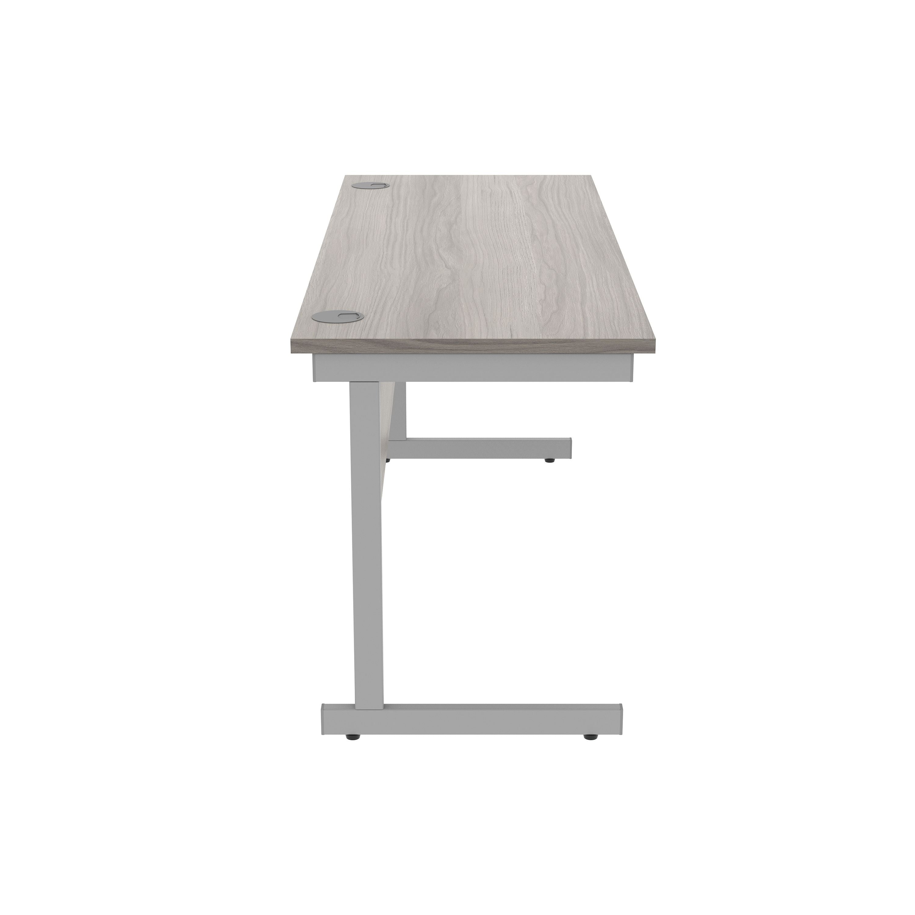 Astin Rectangular Single Upright Cantilever Desk 1600x600x730mm Alaskan Grey Oak/silver Kf803667