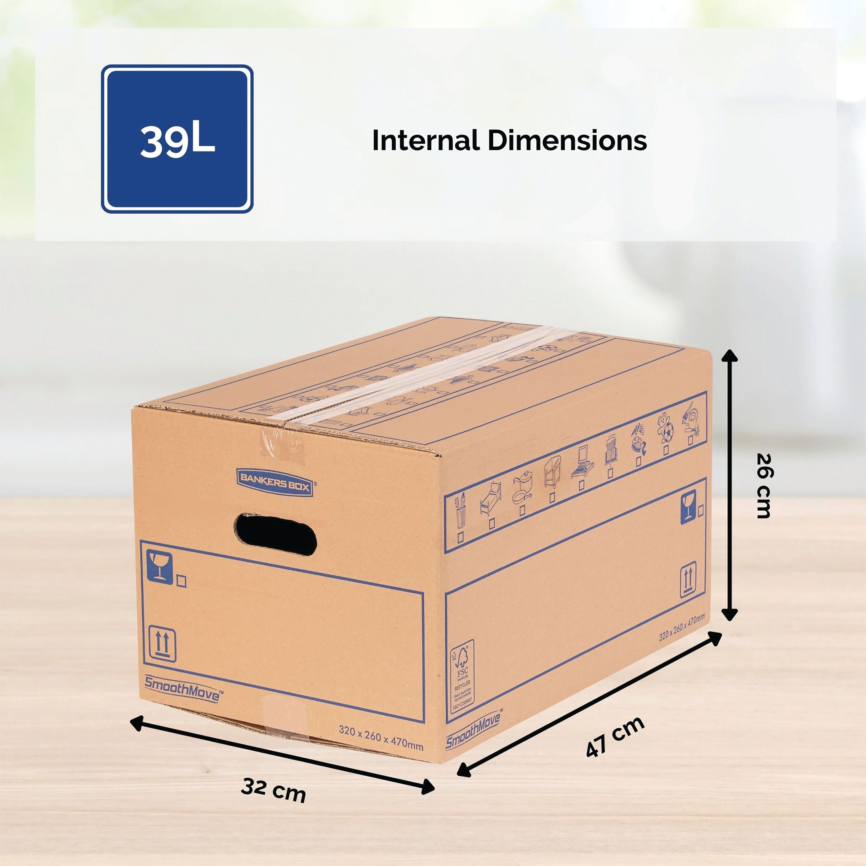 Bankers Box Smoothmove C-flute Everyday Moving Box 39 Litre – (Pack of 10)