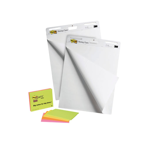 Post-it Super Sticky Meeting Chart Bundle 559P 2 Meeting Charts + 4 Note Pads  (Pack of 6)