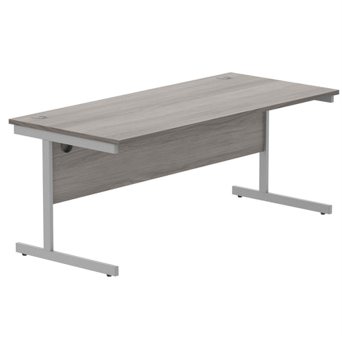 Astin Rectangular Single Upright Cantilever Desk 1800x800x730mm Grey Oak/silver Kf800040