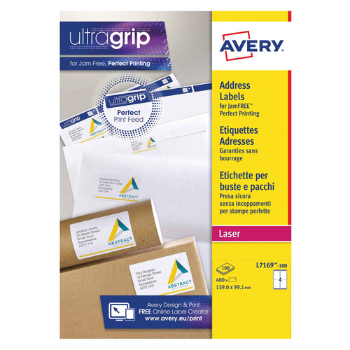 Avery Ultragrip Laser Labels 139x99.1mm White – (Pack of 400)