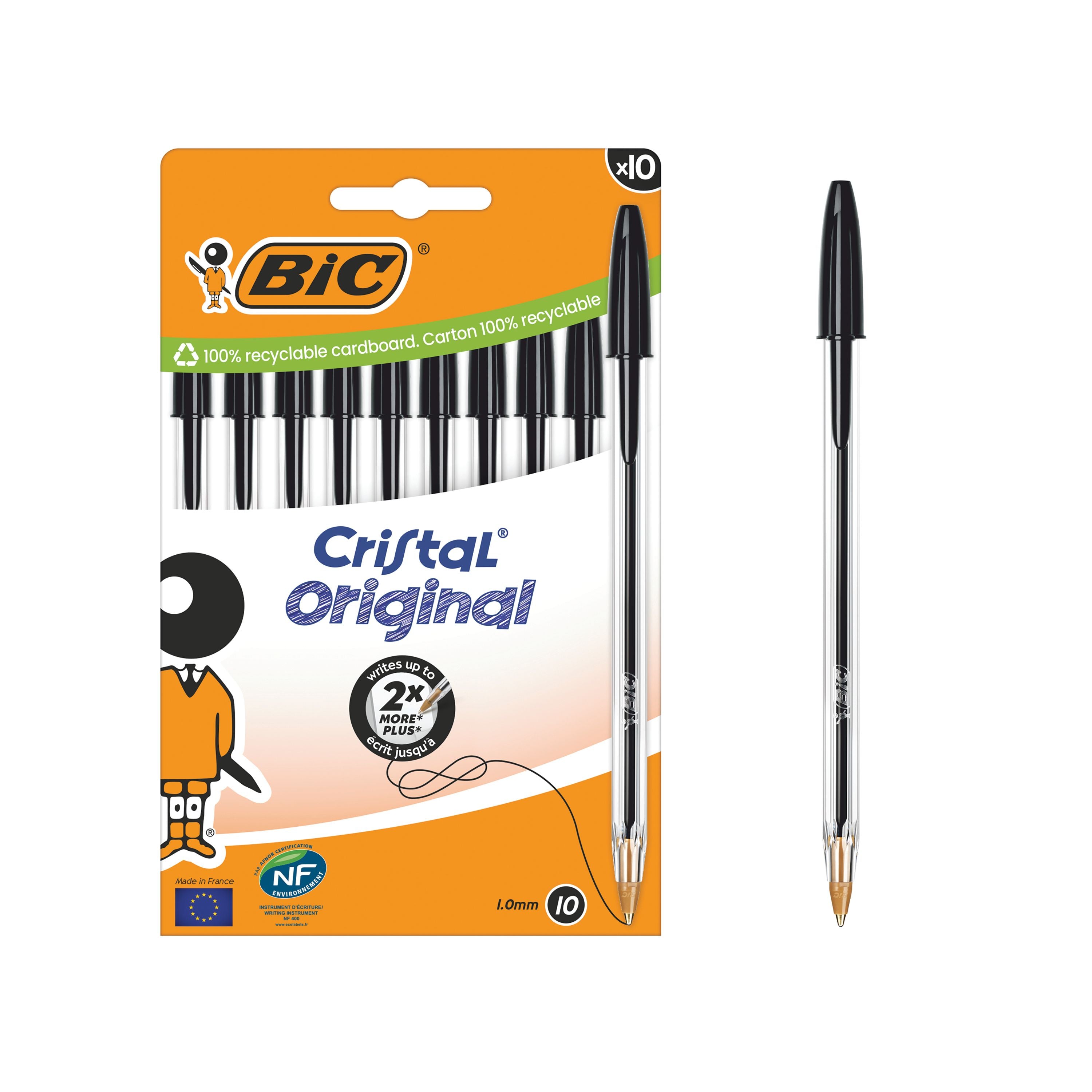 Bic Cristal Ballpoint Pen Medium Black – (Pack of 10)