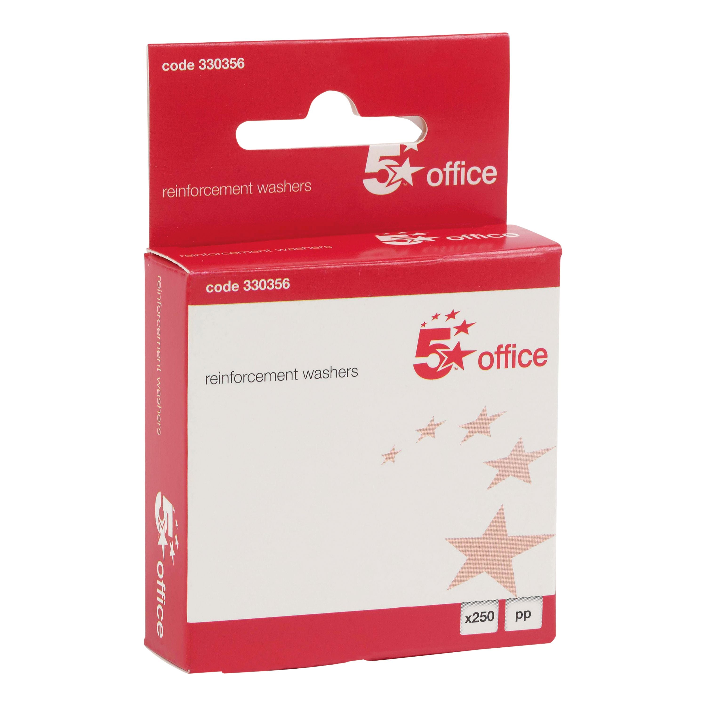 5 Star Office Vinyl Reinforcement Washers – (Pack of 250)