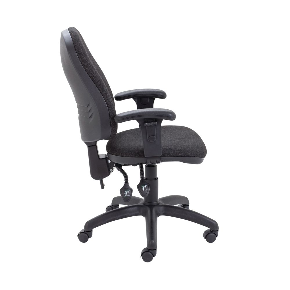 First High Back Operator Chair With T-adjustable Arms 640x640x985-1175mm Charcoal Kf839244