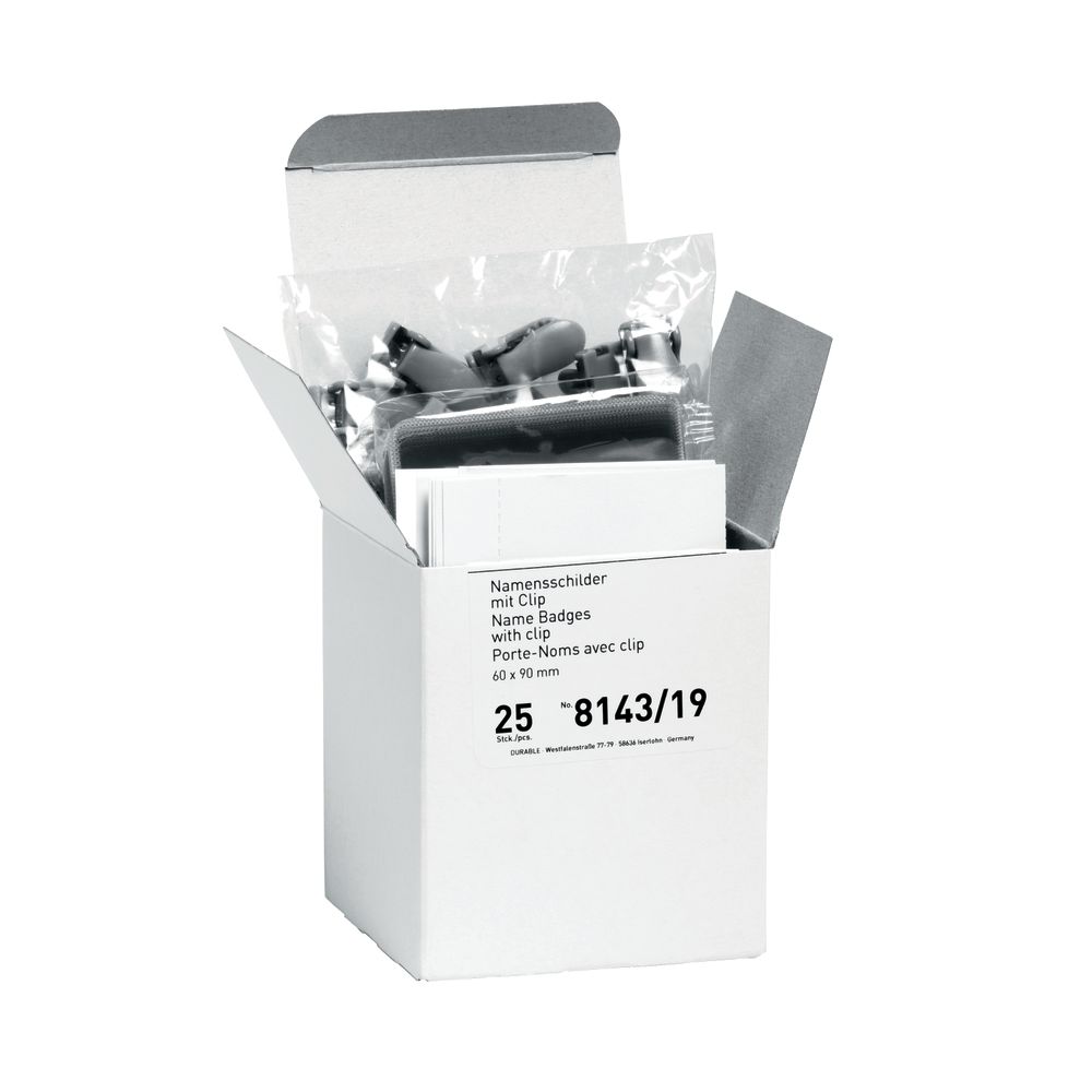 Durable Visitor Badge With Plastic Clip 60x90mm Clear (pack Of 25) 8143/19