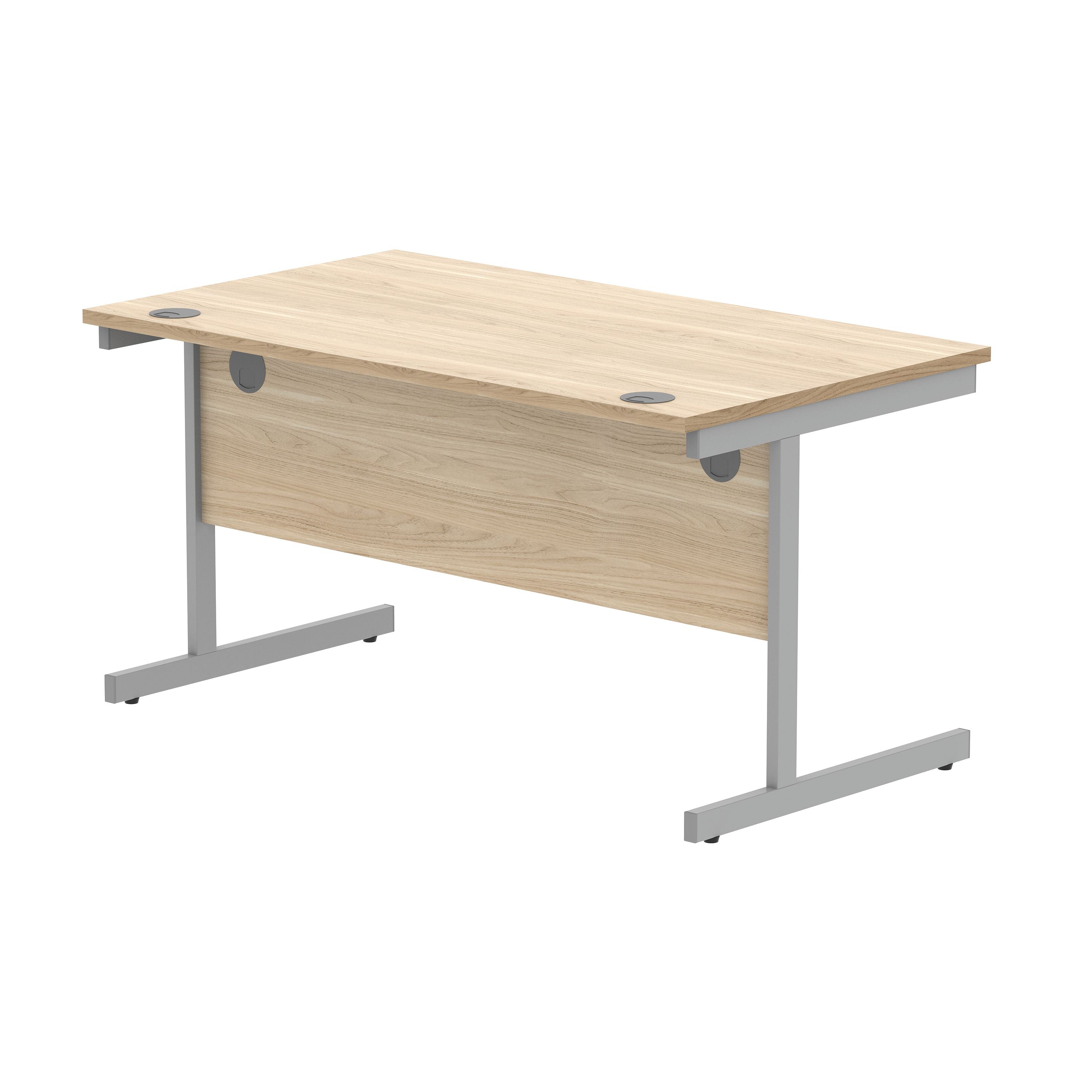 Astin Rectangular Single Upright Cantilever Desk 1400x800x730mm Canadian Oak/silver Kf803288