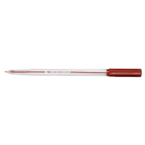 5 Star Office Ball Pen Clear Barrel Medium 1mm Tip 0.7mm Line Red  (Pack of 20)