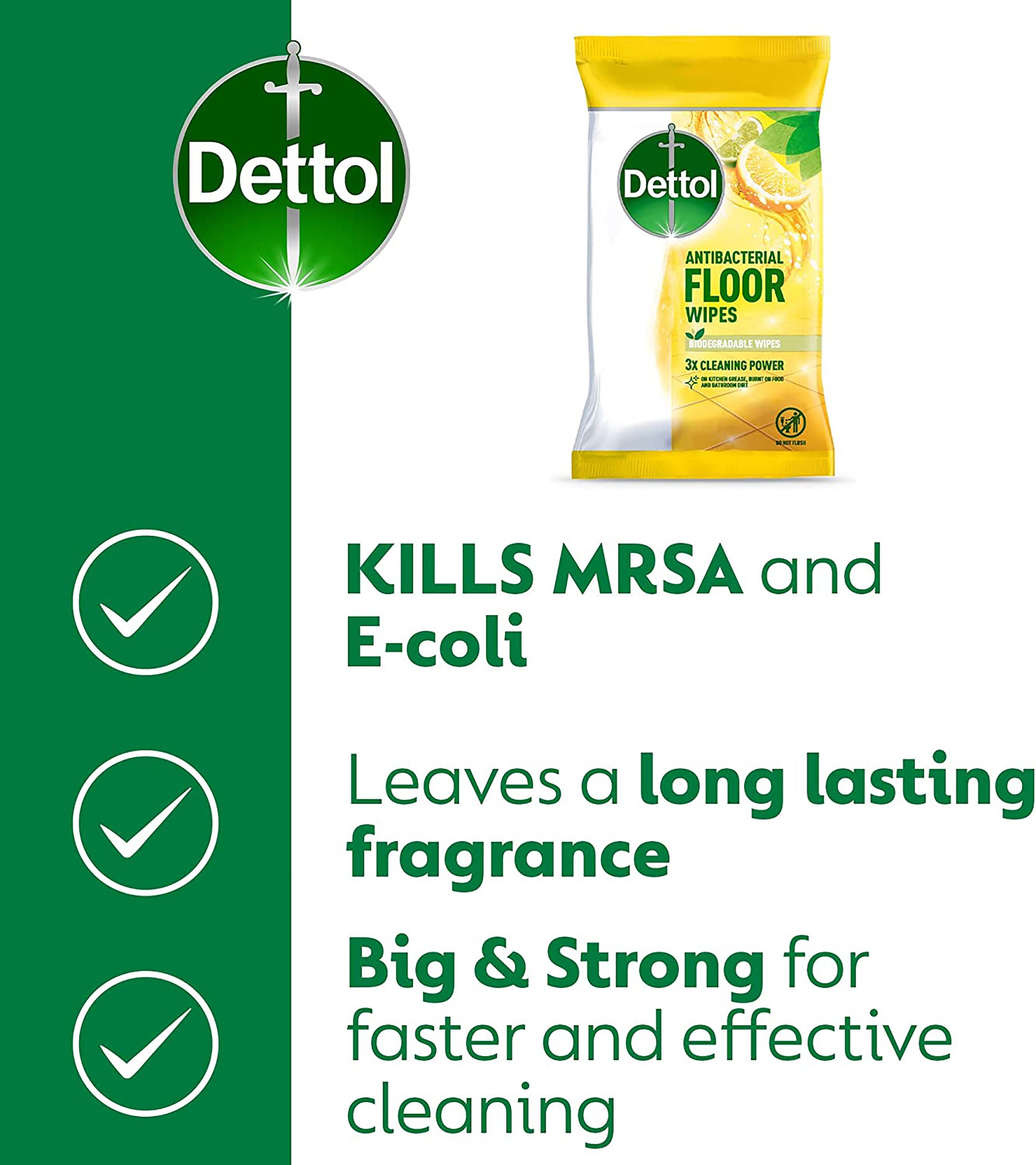 Dettol Floor Wipes Biodegradable Citrus (pack Of 10) 3213958-s