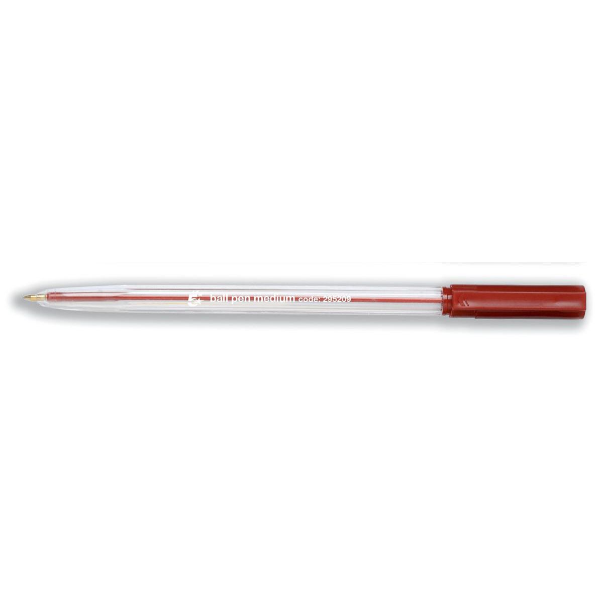 5 Star Office Ball Pen Clear Barrel Medium 1.0mm Tip 0.7mm Line Red – (Pack of 50)