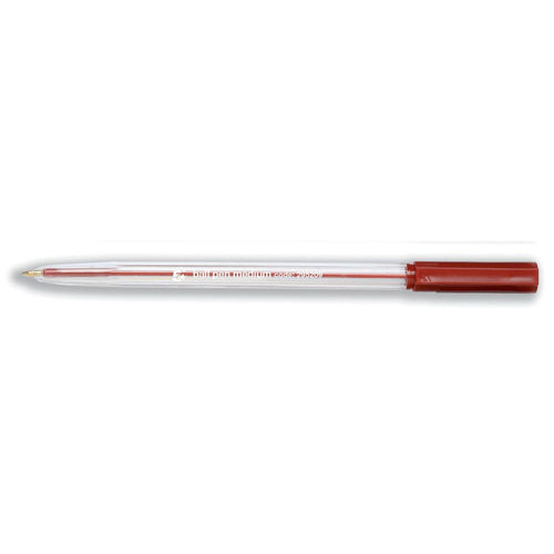 5 Star Office Ball Pen Clear Barrel Medium 1.0mm Tip 0.7mm Line Red – (Pack of 50)