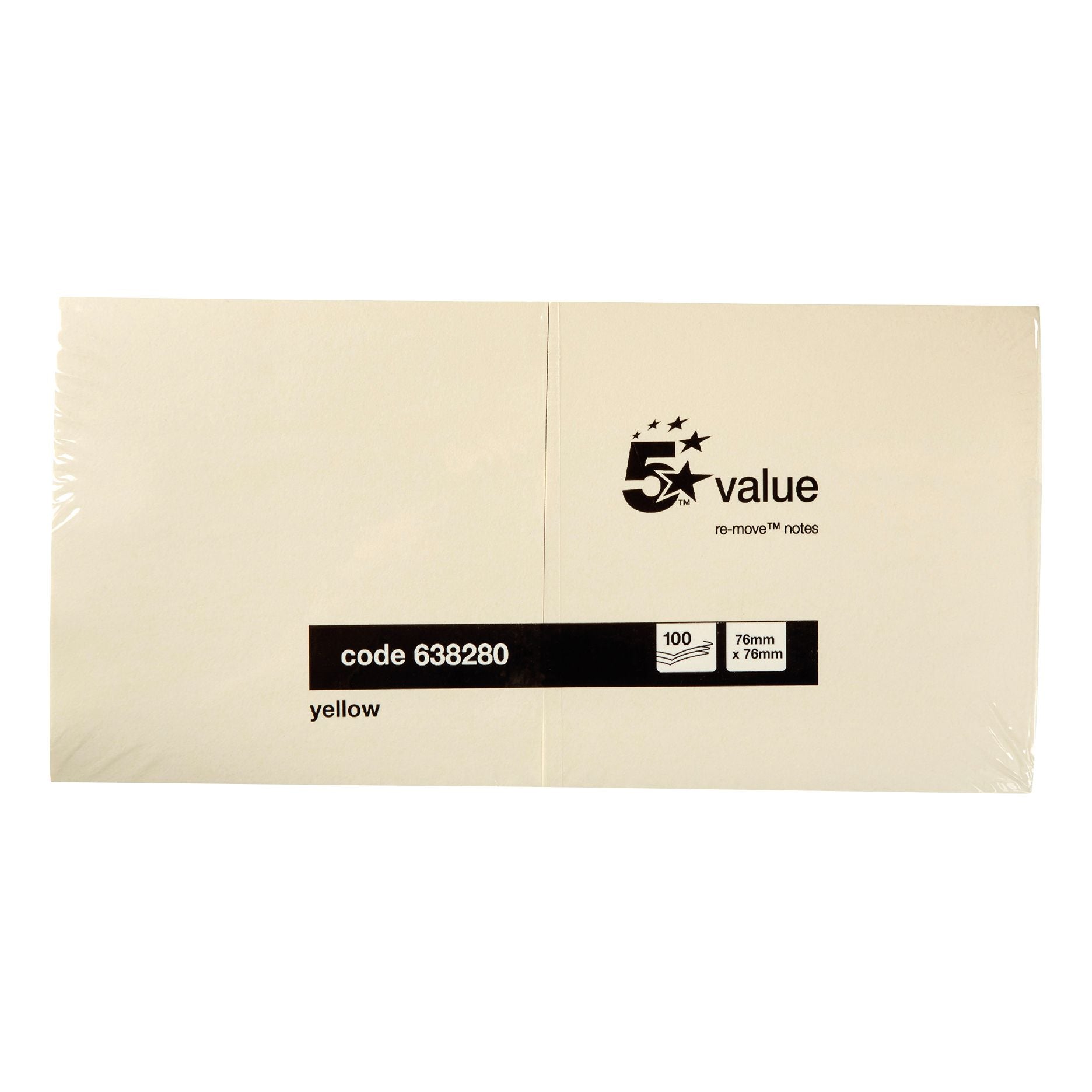 5 Star Sticky Notes Repositionable Yellow 76x76mm – (Pack of 12)