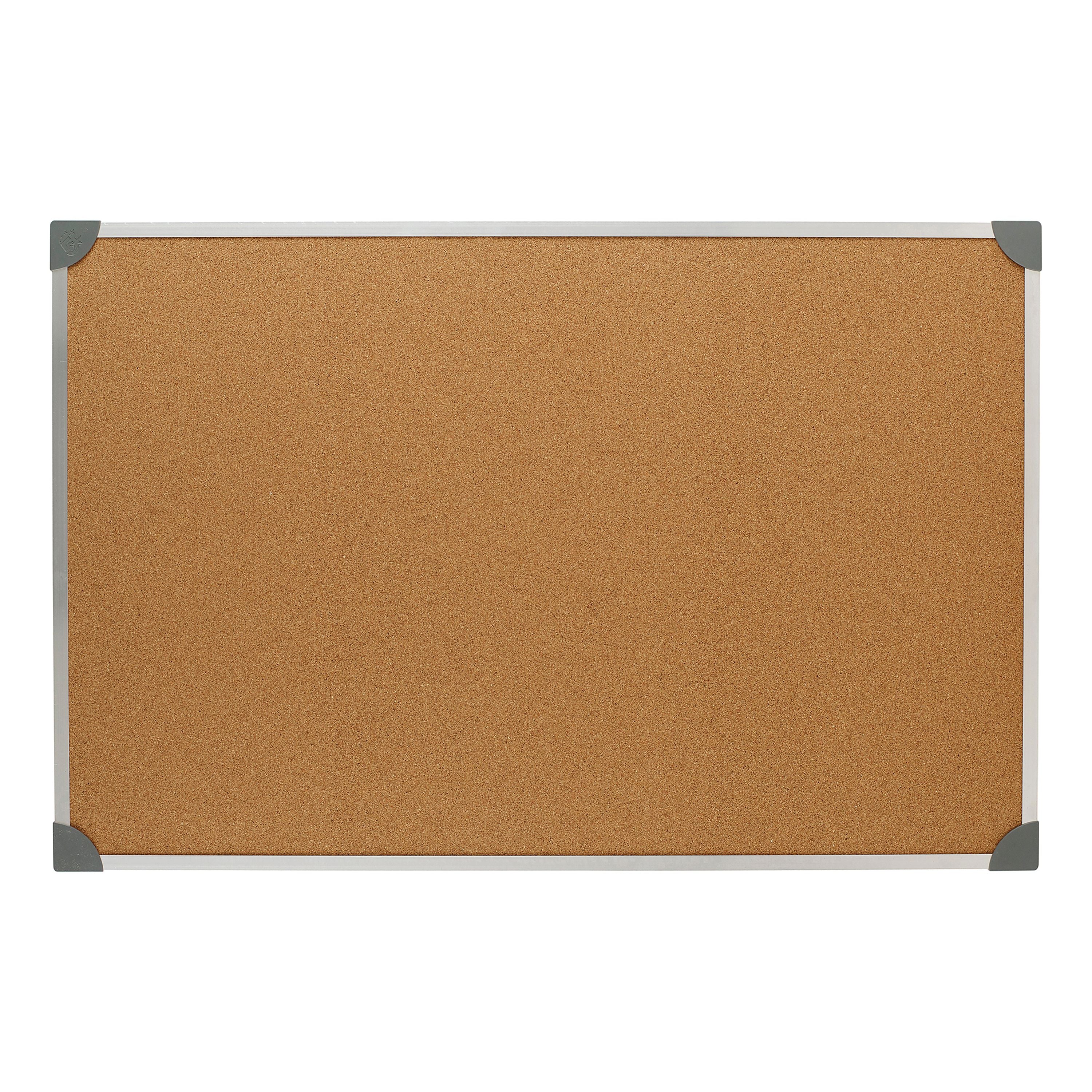 5 Star Office Cork Board With Wall Fixing Kit Aluminium Frame 900x600mm
