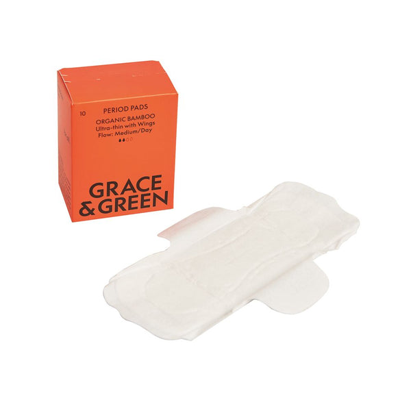 Grace And Green Organic Cotton Bamboo Medium Period Pads  (Pack of 10)