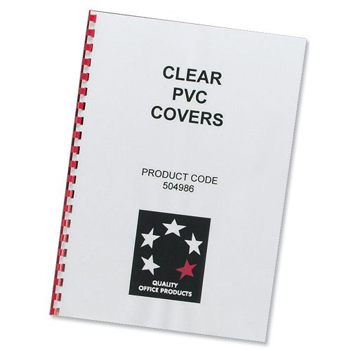 5 Star Office Comb Binding Covers PVC 150 Micron A4 Clear – (Pack of 100)
