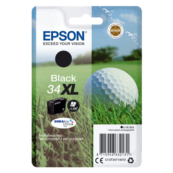 Epson 34xl Golf Ball Durabrite Ultra Ink Cartridge High Yield Black C13t34714010