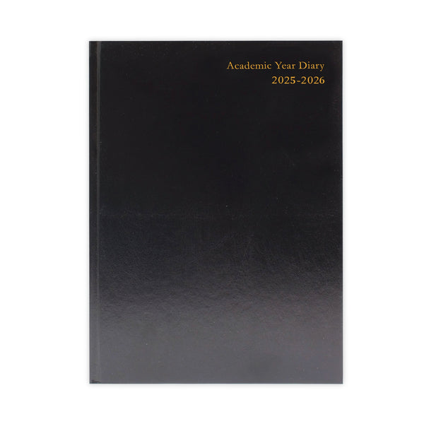 5 Star Academic Diary Day Per Page A5 Black 2025-2026 Kf1a5abk25
