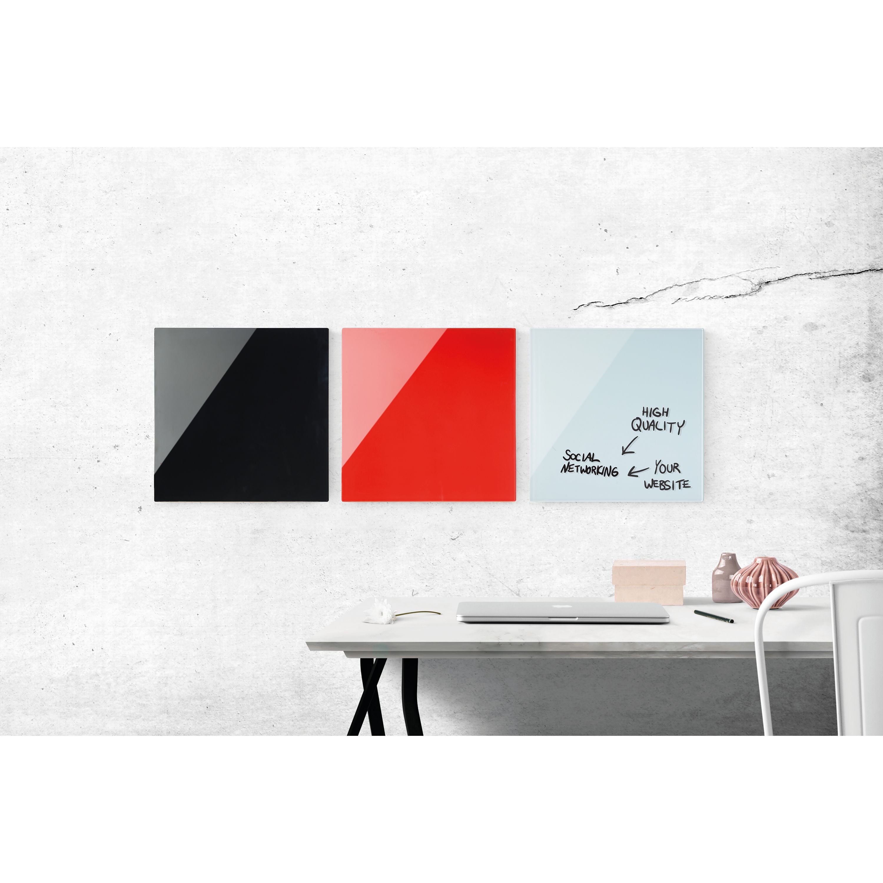 Bi-office Glass Magnetic Board Red Surface Frameless 48x48cm Gl150301