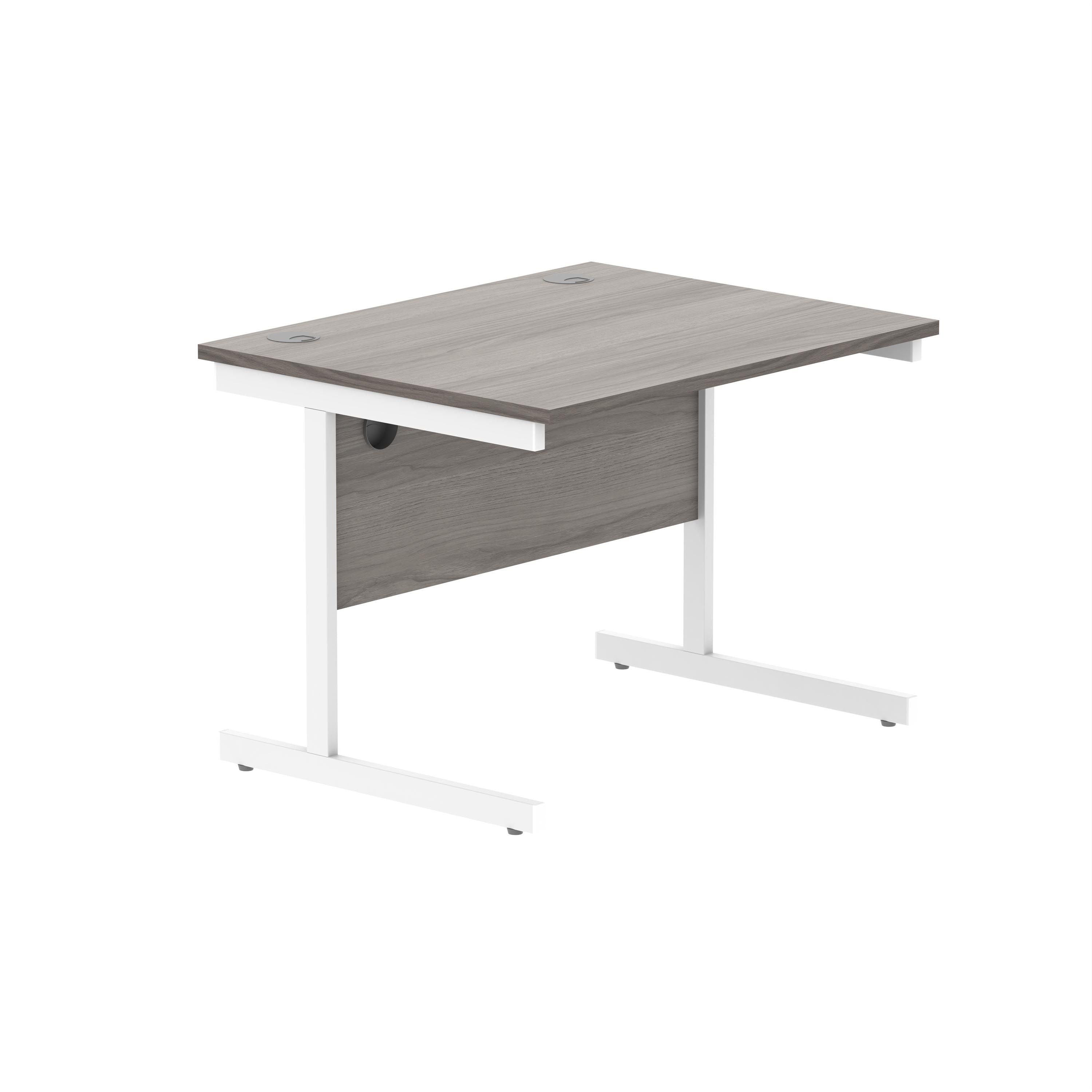 Astin Rectangular Single Upright Cantilever Desk 800x800x730mm Grey Oak/white Kf800076