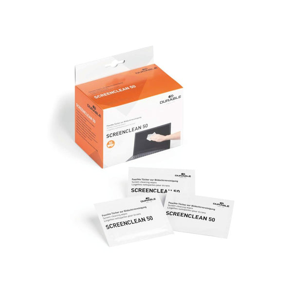 Durable Screenclean 50 Wipes Bio-degradable Individually Wrapped (pack Of 50) 578702