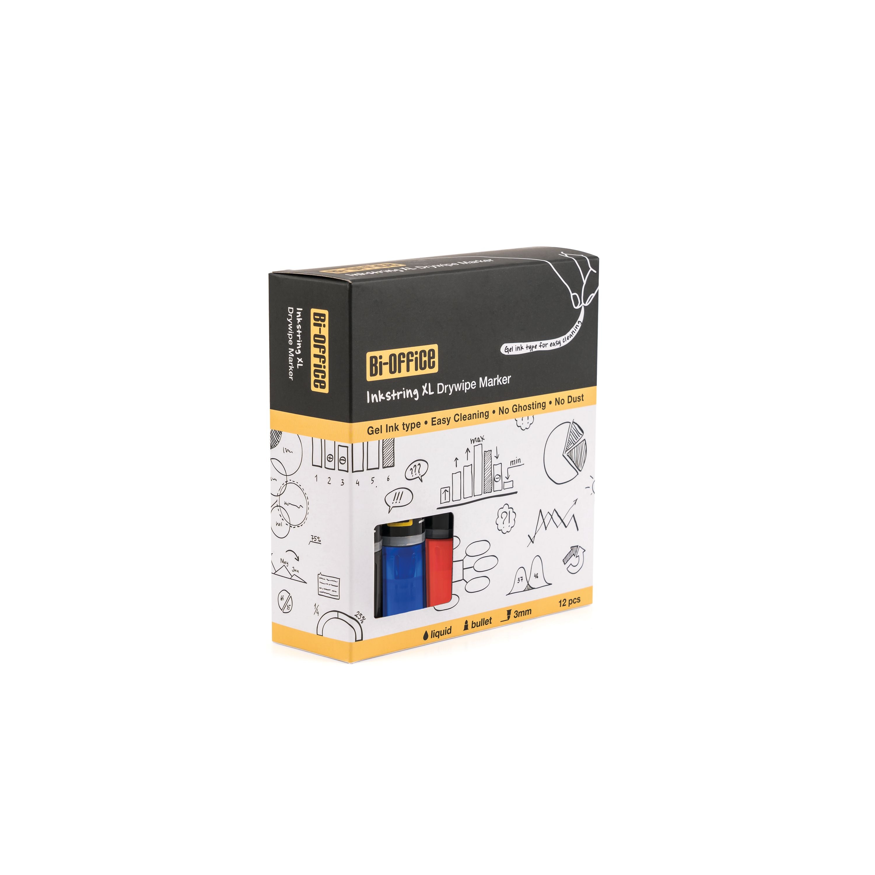 Bi-office Drywipe Marker Assorted Colours – (Pack of 12)