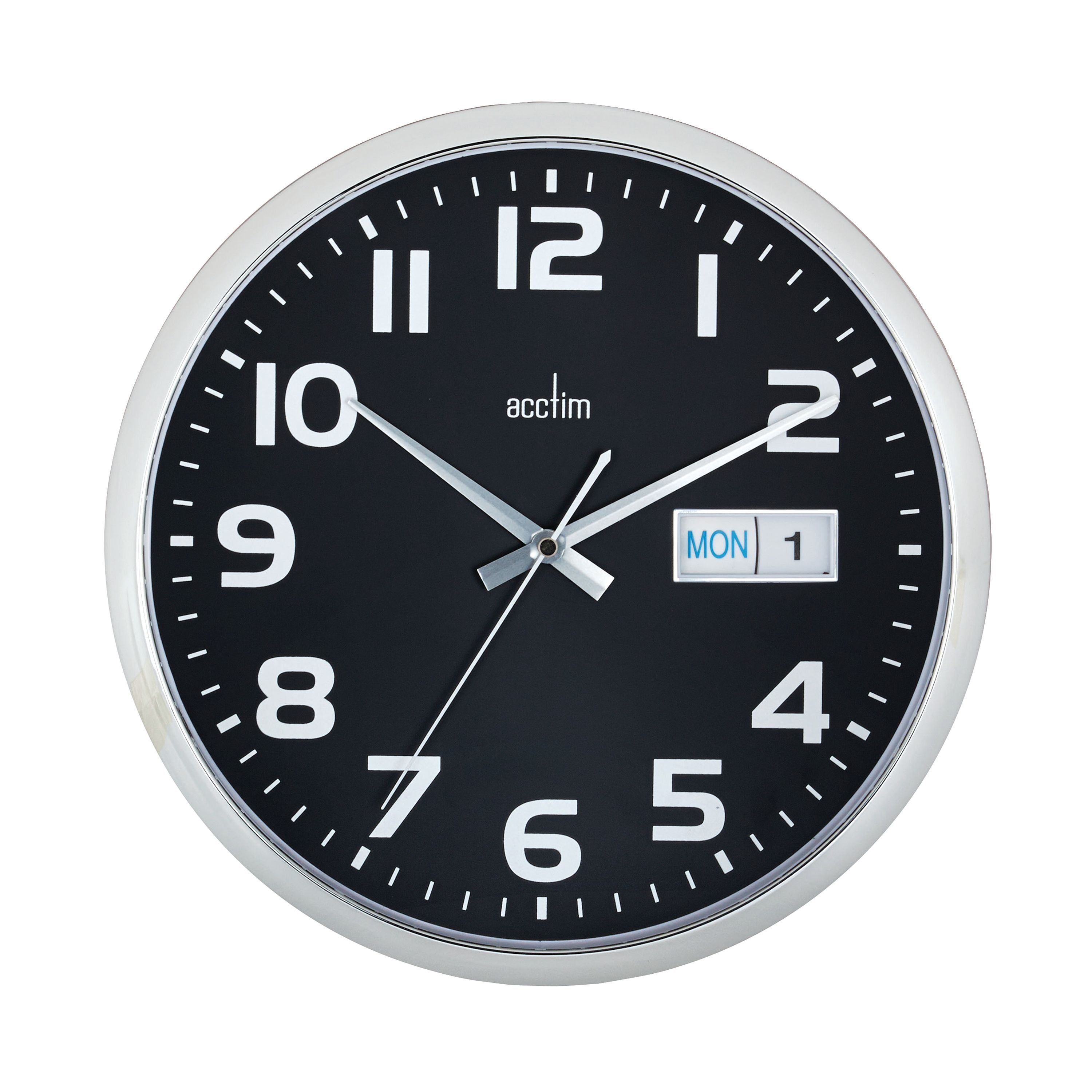 Acctim Supervisor Wall Clock 320mm Chrome/black 21023