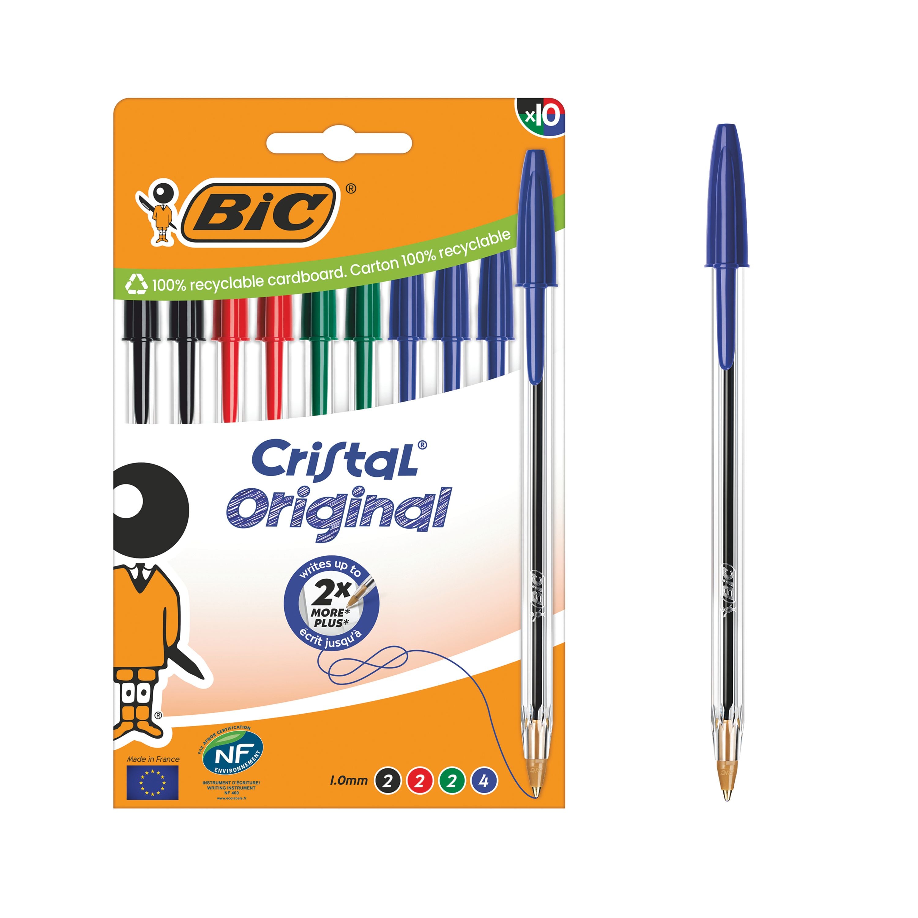 Bic Cristal Ballpoint Pen Medium Assorted – (Pack of 10)