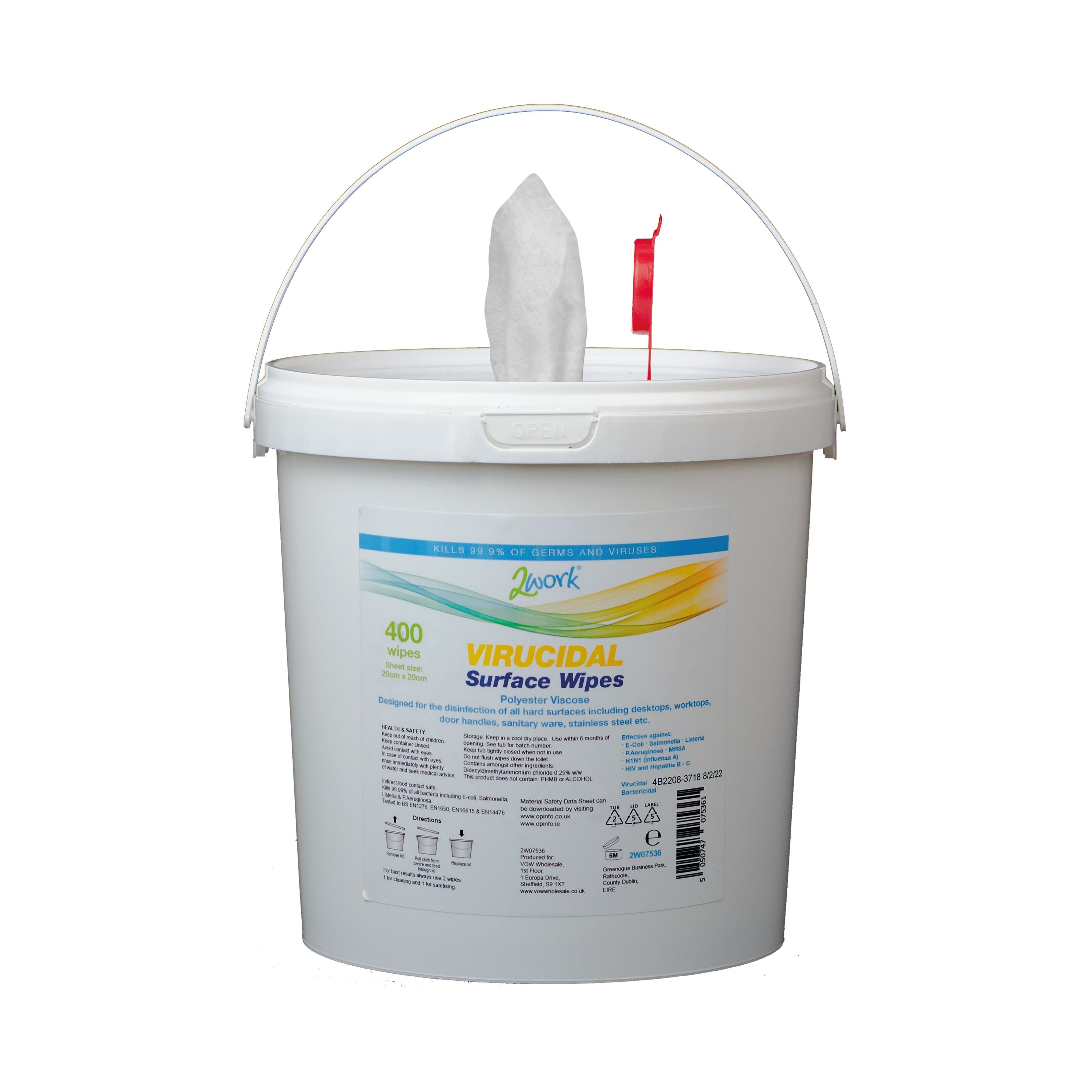 2work Disinfectant Virucidal Multi Surface Wipes (pack Of 400) 2w07536