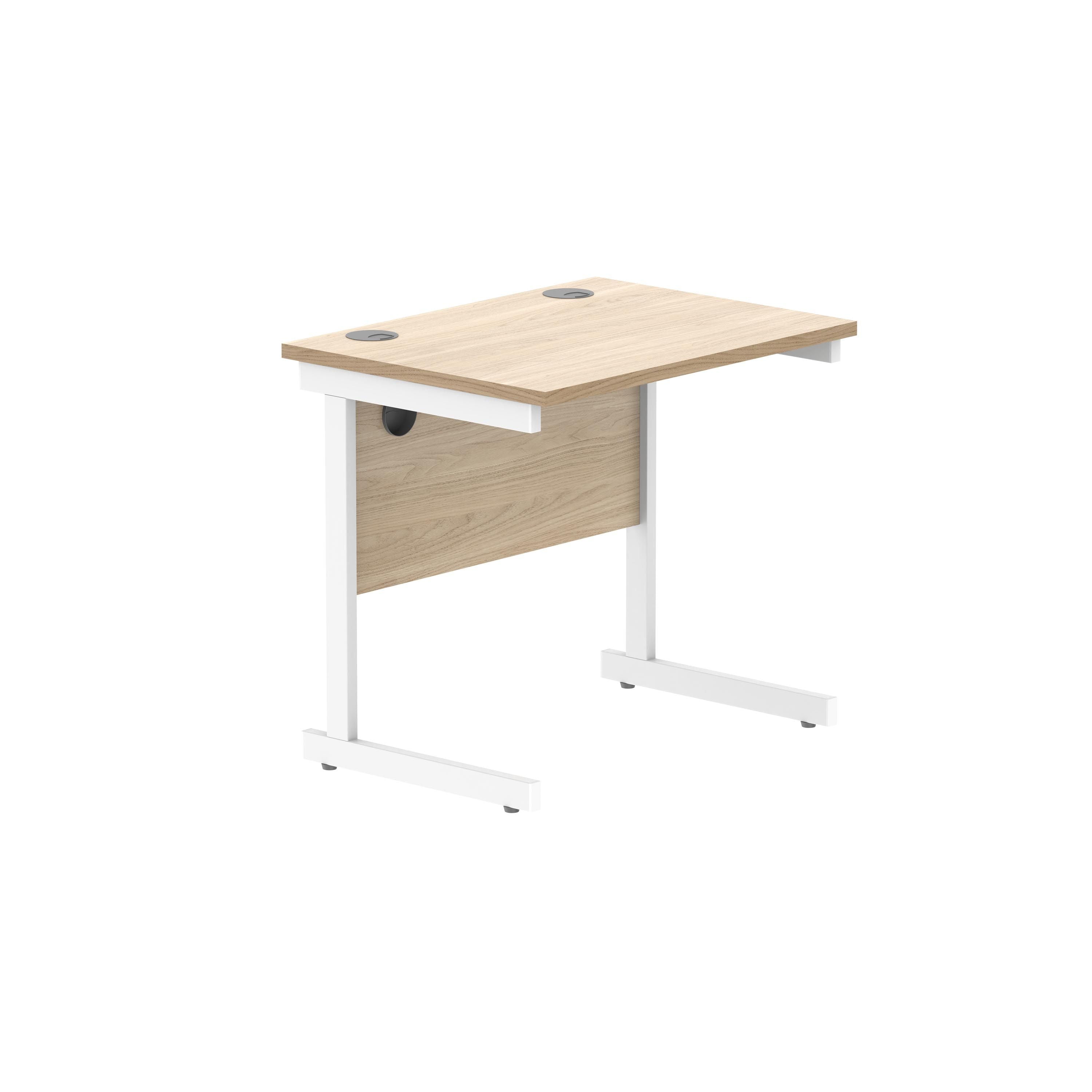 Astin Rectangular Single Upright Cantilever Desk 800x600x730mm Oak/white Kf800073